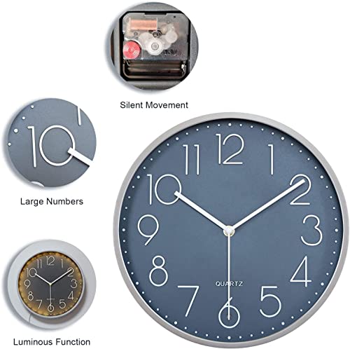 LOMANDA Night Light Wall Clock, 12 Inch Silent Battery Operated Clock for Living Room, Bedroom, Office, Glow in The Dark Large Digital Display Wall Clock, Sound Sensor and Adjustable Brightness