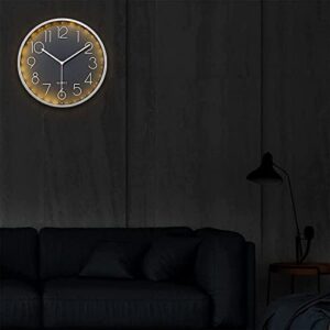 LOMANDA Night Light Wall Clock, 12 Inch Silent Battery Operated Clock for Living Room, Bedroom, Office, Glow in The Dark Large Digital Display Wall Clock, Sound Sensor and Adjustable Brightness