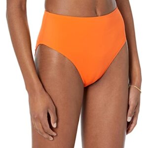 amazon essentials women's high waist high leg bikini bottom, orange, large