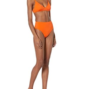 Amazon Essentials Women's High Waist High Leg Bikini Bottom, Orange, Large