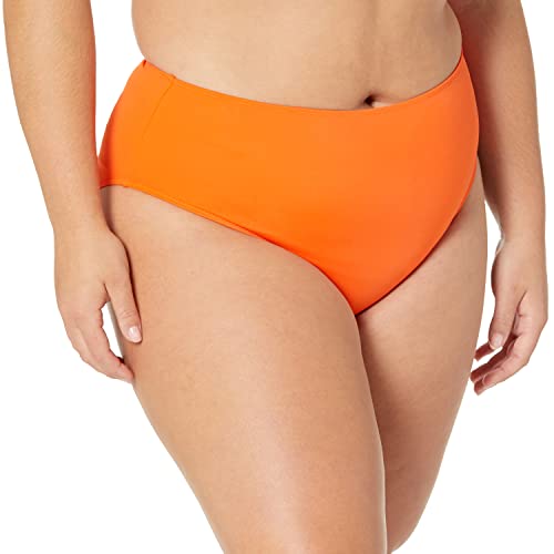 Amazon Essentials Women's High Waist High Leg Bikini Bottom, Orange, Large