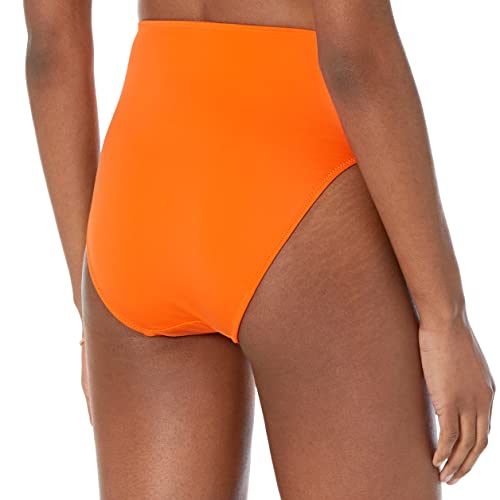 Amazon Essentials Women's High Waist High Leg Bikini Bottom, Orange, Large