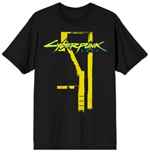 bioworld cyberpunk 2077 building paint logo men's black t-shirt-xxl