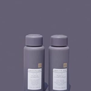 Kristin Ess Hair Purple Shampoo and Conditioner Set for Blonde, Brunette, Silver + Gray Hair, Anti Brass + Yellow Tones, Safe for Color Treated Hair, Sulfate Free Toning Shampoo Conditioner