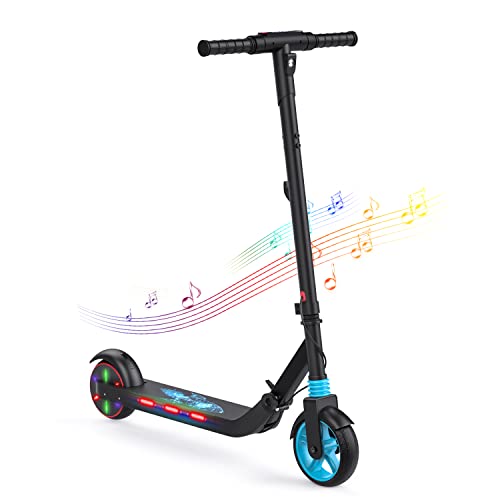 VOLPAM SR05 Electric Scooter for Kids Age of 6-12, Brushless Motor with Colorful Rainbow Lights (SR05-Black)