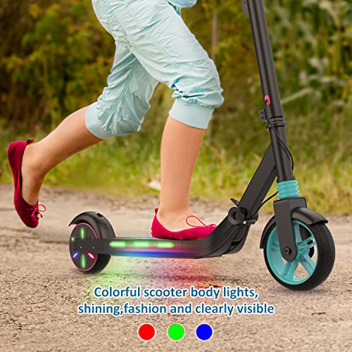 VOLPAM SR05 Electric Scooter for Kids Age of 6-12, Brushless Motor with Colorful Rainbow Lights (SR05-Black)