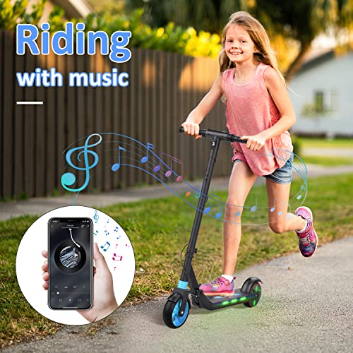VOLPAM SR05 Electric Scooter for Kids Age of 6-12, Brushless Motor with Colorful Rainbow Lights (SR05-Black)