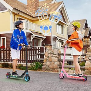 VOLPAM SR05 Electric Scooter for Kids Age of 6-12, Brushless Motor with Colorful Rainbow Lights (SR05-Black)