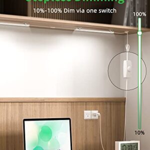 Vovamo Plug-in Under Cabinet Lighting, Dimmable Under Counter Lights for Kitchen, 2pcs 12 Inch, Cold White 6000K Linkable USB Led Closet Light, Wired Indoor Night Lights Bar for Desk, Sink,Workbench