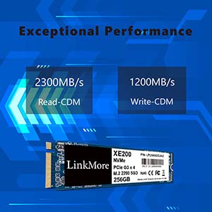 LinkMore XE200 256GB M.2 2280 PCIe Gen 3X4 NVMe Internal SSD, Solid State Drive, Up to 2000MB/s for Latop and PC