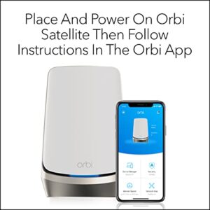 NETGEAR Orbi Quad-Band WiFi 6E Mesh Add-on Satellite (RBSE960) - Works with Orbi RBRE960, RBKE962, RBKE963, Adds Coverage Up to 3,000 sq. ft, AXE11000 (10.8Gbps), White Silver