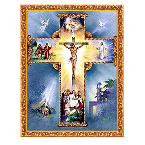 Joyhoor Cross Stitch Kits for Beginners Stamped Cross-Stitch Supplies Needlework preprint Embroidery Kits for Adults DIY Needlepoint Kits Embroidery Patterns 11CT-Holy Cross 15.7×21.7 inch