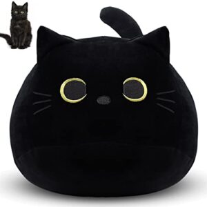 lsydcarm black cat plush pillows toy, 12" kawaii black cat stuffed animals black cat pillow, cute soft plush cat plushie stuffed cat toys for kids gifts