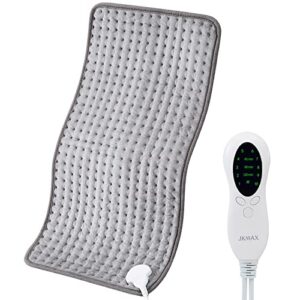 jkmax heating pad for back pain relief with auto shut-off - 10 heat settings, grey heating pads for cramps with led controller, moist and dry heat therapy for neck shoulder, machine-washable,12" x 24"