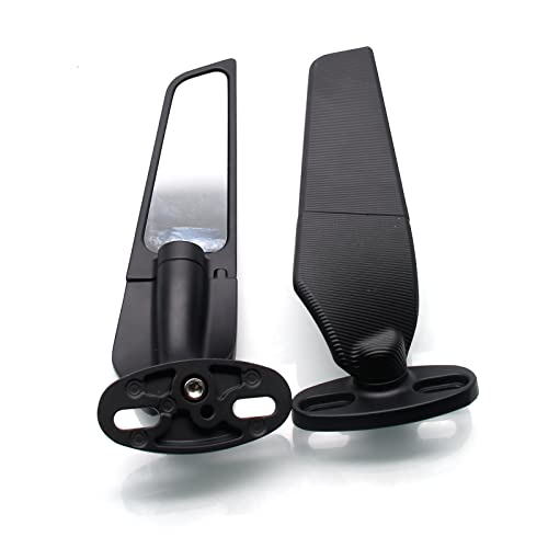 MZS Racing Motorcycle Mirrors, Double Rotating Wing rearview Mirror Fairing Side Black Compatible with GSXR 600 750 1000 | CBR300R CBR500R CBR600RR CBR1000RR | EX250 EX300 EX400 EX650 ZX6R ZX10R