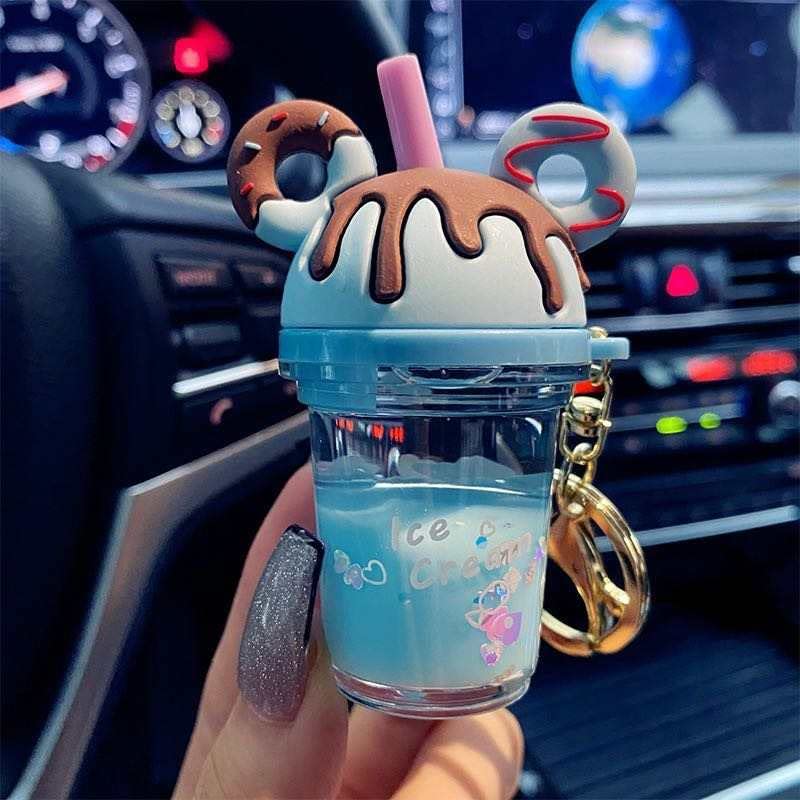 Kawaii Donut Boba Keychain (Blue)