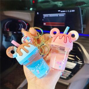 Kawaii Donut Boba Keychain (Blue)