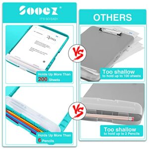 Sooez Clip Boards 8.5x11 with Storage, High Capacity Storage Clipboard, Nursing Clipboard Folder with Pen Holder, Heavy Duty Plastic Clipboard with Low Profile Clip, Clipboard Binder for Teacher, Work