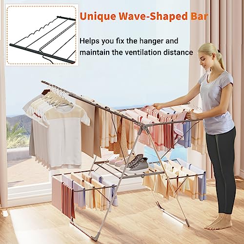 Bigzzia Clothes Drying Rack 2 Level Laundry Drying Rack Collapsible   51NPBOWF37L 