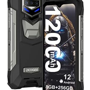 DOOGEE S89 PRO Rugged Smartphone(2022), 12000mAh Massive Battery Android 12 Rugged Phone Unlocked, 65W Fast Charging, 8GB+256GB IP68 Waterproof Cellphone, Night Vision, Breathing Light, NFC, Dual 4G