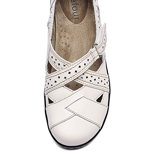 Irrefour Women's Classic Beige Genuine Leather Casual Loafer Cute Slip-On Fashion Closed Toe Flat Sandal Comfy Work Sandal Everyday Walking Shoe 1607-MI110
