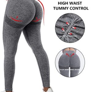 NORMOV 4 Piece Butt Lifting Workout Leggings for Women, Seamless Gym Scrunch Booty Lifting Sets(Black/Blue/Grey/Forest Green, M)