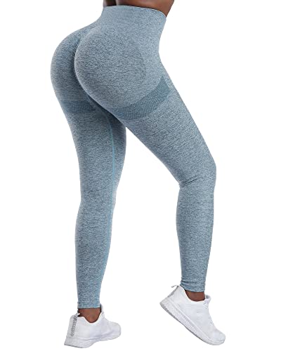 NORMOV 4 Piece Butt Lifting Workout Leggings for Women, Seamless Gym Scrunch Booty Lifting Sets(Black/Blue/Grey/Forest Green, M)