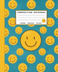 composition notebook wide ruled: smiley faces aesthetic preppy notebook or journal | cute composition notebooks for teen girls or boys | school supplies