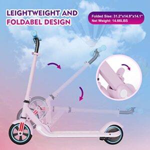 RCB Electric Scooter for Kids Ages 6-8-12, Electric KickScooter with 200W Motor & LED Display, Adjustable Speed and Height - E-Scooters Up to 9.3 MPH & 5 Miles, Boys and Girls, with NewColorful Lights