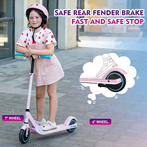 RCB Electric Scooter for Kids Ages 6-8-12, Electric KickScooter with 200W Motor & LED Display, Adjustable Speed and Height - E-Scooters Up to 9.3 MPH & 5 Miles, Boys and Girls, with NewColorful Lights