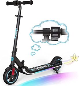rcb electric scooter for kids ages 6-8-12, electric kickscooter with 200w motor & led display, adjustable speed and height - e-scooters up to 9.3 mph & 5 miles, boys and girls, with newcolorful lights