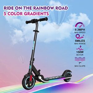 RCB Electric Scooter for Kids Ages 6-8-12, Electric KickScooter with 200W Motor & LED Display, Adjustable Speed and Height - E-Scooters Up to 9.3 MPH & 5 Miles, Boys and Girls, with NewColorful Lights