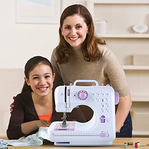 JUCVNB Mini Sewing Machine for Beginners and Kids, Sewing Machines with Reverse Sewing and 12 Built-in Stitches, Portable Sewing Machine