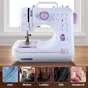 JUCVNB Mini Sewing Machine for Beginners and Kids, Sewing Machines with Reverse Sewing and 12 Built-in Stitches, Portable Sewing Machine