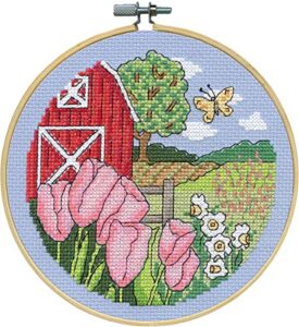 design works crafts spring counted cross stitch kit with hoop