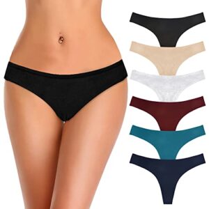sunm boutique 6 pack women's cotton thongs breathable bikini panties underwear for women, pack of 6 (vintage, xl)