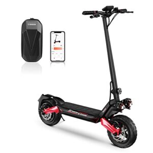 circooter raptor electric scooter adult with smart app, 800w motor, 28 mph top speed, 25 miles range, 10 inches all terrain tires off road e scooter, dual charger ports & storage bag - raptor