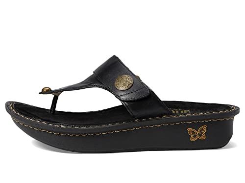 Alegria Womens Carina Coal Leather Thong Sandal 9 M US