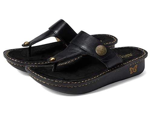 Alegria Womens Carina Coal Leather Thong Sandal 9 M US