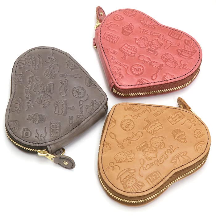 Sanrio Hello Kitty Fresh No.87070 Genuine Leather Coin Case, Coin Purse, Mini Wallet, Cowhide Leather, Women's, Hello Kitty Fresh Series, biege