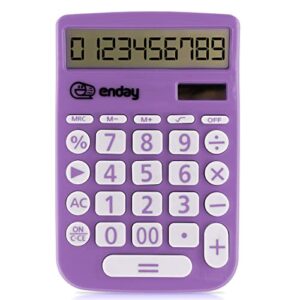 calculator for students purple, basic calculator 12 digits solar powered calculators large display office desktop calculator four function handheld desk calculator perfect for office & school-by enday