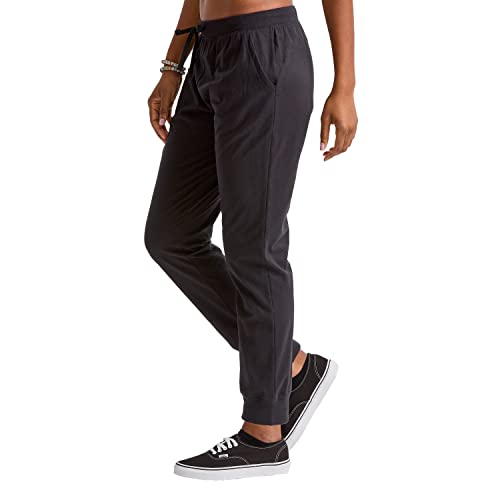 Hanes Originals Joggers, 100% Cotton Jersey Sweatpants for Women, 29" Inseam, Black, XX-Large
