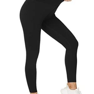 Women's V Cross Waist Yoga Leggings High Waisted Tummy Control Workout Running Pants Black