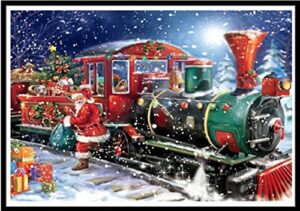 redxing stamped cross stitch kits embroidery kit for beginners adults full range of embroidery patterns starter kits diy printed cross stitch kits needlepoint kits 11ct-santa train 15.7×23.2 inch