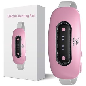 electric heating pad, portable cordless menstrual heating pad with 4 heat levels and 4 massage modes, heating pad for cramps,back pain relief (pink)