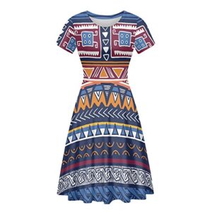 amzprint aztec tribal ethnic african print dresses for women wedding party elegant plus size vintage short sleeve dress