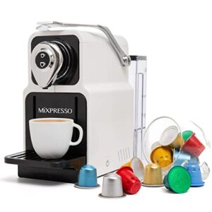 mixpresso espresso machine for nespresso compatible capsule, single serve coffee maker programmable buttons for espresso pods, premium italian 19 bar high pressure pump 23oz 1400w (white)