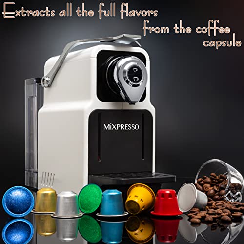 Mixpresso Espresso Machine for Nespresso Compatible Capsule, Single Serve Coffee Maker Programmable Buttons for Espresso Pods, Premium Italian 19 Bar High Pressure Pump 23oz 1400W (White)