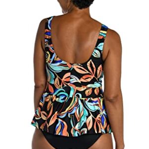 Maxine Of Hollywood Women's Standard Over The Shoulder Empire Tankini Swimsuit Top, Multi//Watercolor Expressions, 8