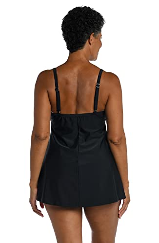 Maxine Of Hollywood Women's Standard Scoop Neck Swim Dress One Piece Swimsuit, Black//Ombre Animal, 16